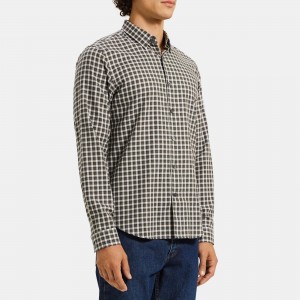 Long-Sleeve Shirt in Gingham Cotton