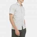 Standard-Fit Short-Sleeve Shirt in Printed Stretch Cotton