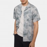 Short-Sleeve Shirt in Cloud Print Lyocell