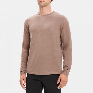 Long-Sleeve Tee in Stretch Linen