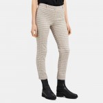 Cropped Slim Pant in Plaid Viscose-Blend Jersey