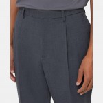 Pleated Tapered Drawstring Pant in Wool Blend Twill