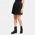 Pleat Mini Skirt in Leather