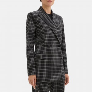 Double-Breasted Blazer in Stretch Wool Blend