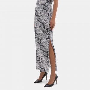 Maxi Slip Skirt in Python-Printed Silk Georgette