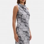 Sleeveless Cowl Neck Top in Python-Printed Silk Georgette