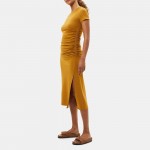 Shirred Tee Dress in Stretch Modal Cotton