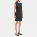 Cap-Sleeve Shift Dress in Heathered Knit Ponte