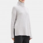 Ribbed Turtleneck in Knit Boucle