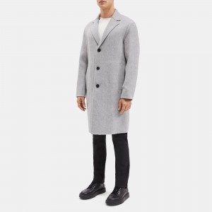 Topcoat in Double-Faced Wool-Blend