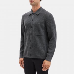 Knit Shirt Jacket in Wool-Cashmere