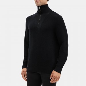 Quarter-Zip Mock Neck Sweater in Merino Wool