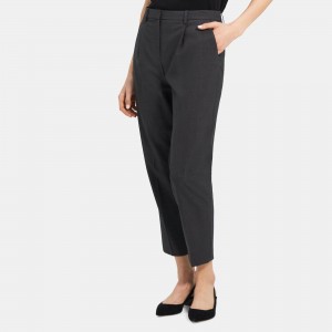 Pleated Pull-On Pant in Wool Flannel