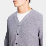 V-Neck Cardigan in Wool-Cashmere