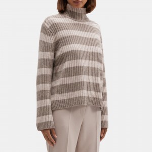 Striped Turtleneck Sweater in Wool