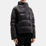 Cropped Puffer Jacket in Faux Leather