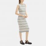 Striped Midi Dress in Crepe Knit