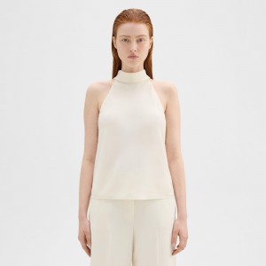 Roll Neck Halter Top in Recycled Georgette