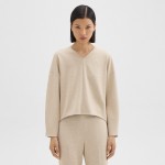Sculpted V-Neck Top in Double-Knit Jersey