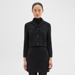 Cropped Blazer in Double-Face Wool-Cashmere