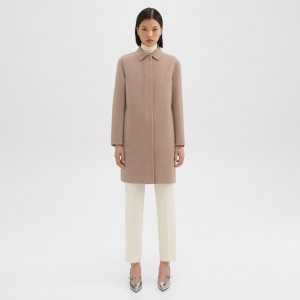 Straight Car Coat in Double-Face Wool-Cashmere