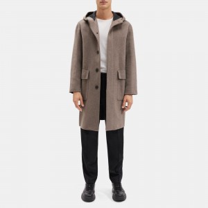 Hooded Coat in Double-Face Cashmere
