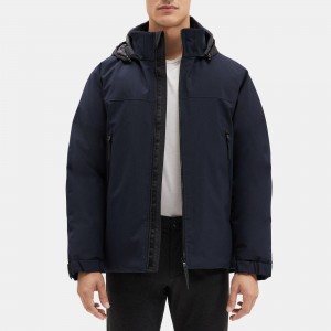 Hooded Zip-Up Jacket in Bonded Wool-Blend