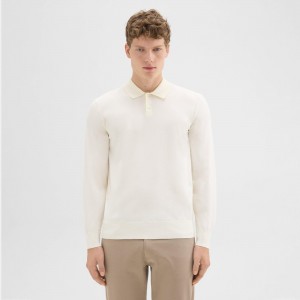 Long-Sleeve Polo Shirt in Viscose Knit