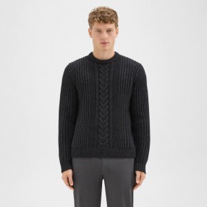 Crewneck Sweater in Cable Knit