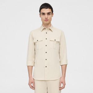Military Shirt in Cotton-Blend Twill