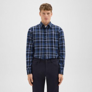 Standard-Fit Shirt in Plaid Twill Flannel