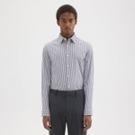 Standard-Fit Shirt in Striped Stretch Cotton