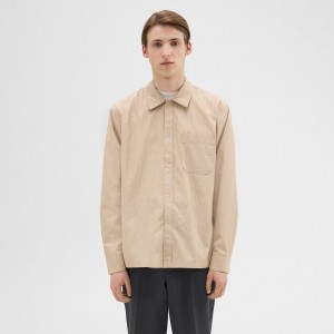 Striped Cotton-Blend Shirt Jacket