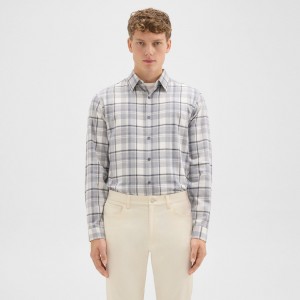Standard-Fit Shirt in Plaid Twill Flannel