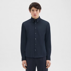 Long-Sleeve Shirt in Structured Pique