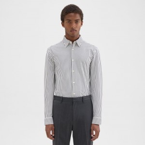 Tailored Shirt in Striped Structure Knit