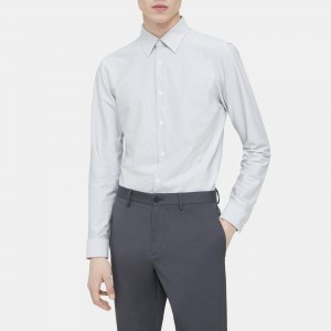 Tailored Shirt in Striped Cotton Blend