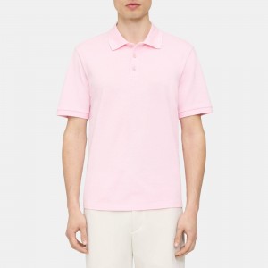Relaxed Polo Shirt in Striped Cotton Pique