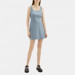 Fit-and-Flare Mini Dress in Stretch Linen Melange