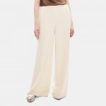 Wide-Leg Pull-On Pant in Oxford Crepe