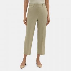 High-Waist Straight Pant in Stretch Wool