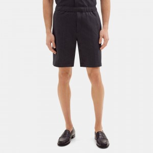Classic-Fit Short in Textured Cotton-Blend