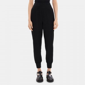 Cropped Jogger Pant in Viscose-Blend Pique