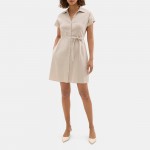 Sleeveless Shirt Dress in Stretch Linen-Blend