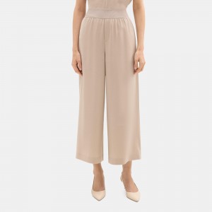 Cropped Pull-On Pant in Crepe