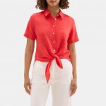 Tie-Front Shirt in Linen-Tencel