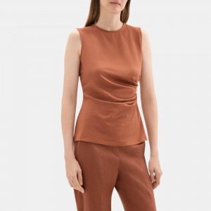Ruched Tank in Stretch Modal Cotton