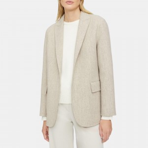 Relaxed Blazer in Double-Face Wool Twill