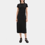 Gathered Dress in Stretch Cotton-Modal
