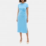 Gathered Dress in Stretch Cotton-Modal